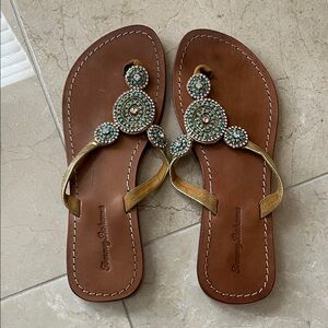 Tommy Bahama Embellished Brown Sandals